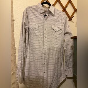 Ely Cattleman Gray Patterned Casual Button Down Shirt